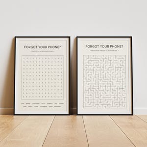 Bathroom Poster Decor | Forgot Your Phone Poster | Bathroom Word Search Printable Set of 2 Prints | Instant Digital Download Bathroom Prints
