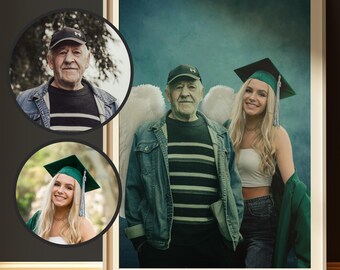Add Loved One to Photo - Memorial Portrait for Deceased Father Mom - Gift for Loss of Loved One - Remembering Passed Away Loved One