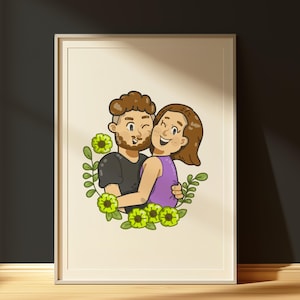 Custom Cute Illustration with Hobbies, Favorite Things & Pets - Personalized Art Gift, Art Commission for Gift Ideas, Unique Art for Love