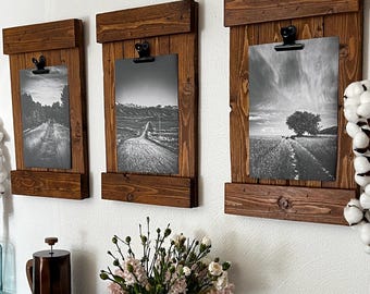 Rustic Wood Clip Frame from Reclaimed Pallet Photo, Recipe, or Note Holder | Wall Hanging | Farmhouse Picture Frame | Kitchen & Office Décor