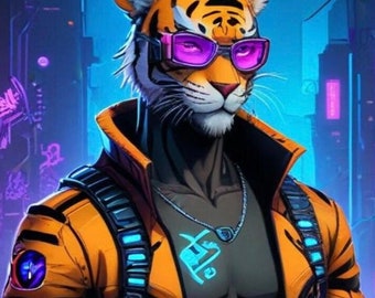 Tiger cyberpunk AI