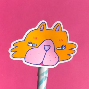 cute illustrated cat sticker / glossy sticker