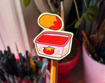 Söta illustrerade nuggets med ketchup-klistermärken / glansigt klistermärke