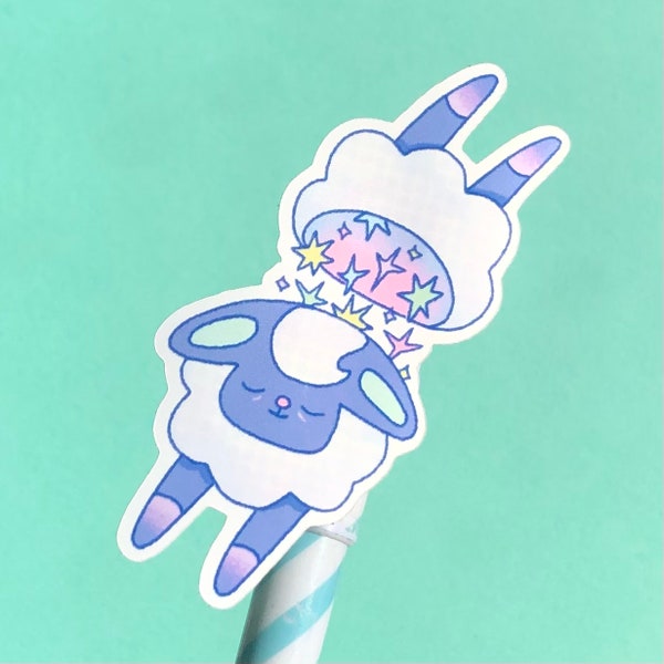 cute illustrated sheep sticker / glossy sticker