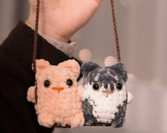 Crochet Cat Car Charm: Custom Stuffed Animal Car Mirror Decor