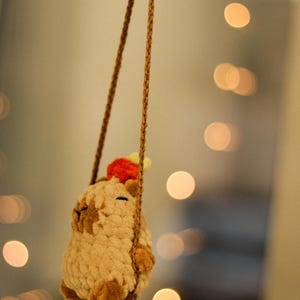 Crochet Pikachu Duck Capybara Car Charm: Swinging Plush Car Mirror Hanger image 4