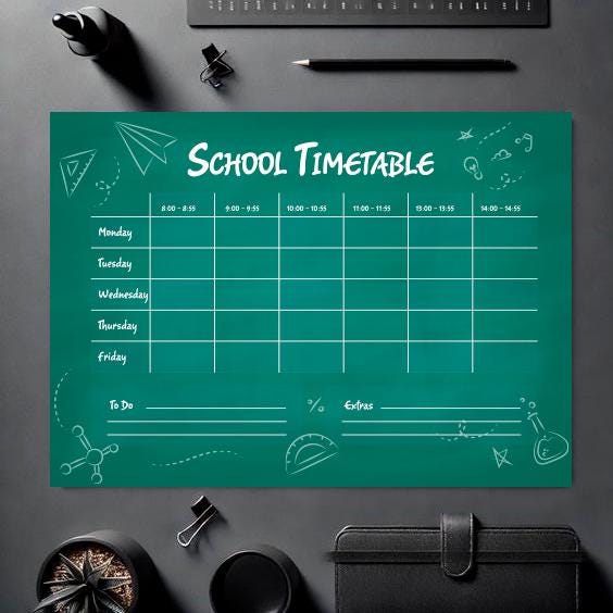 School Timetable Cool Personalized Timetable as PDF SVG EPS to Print ...