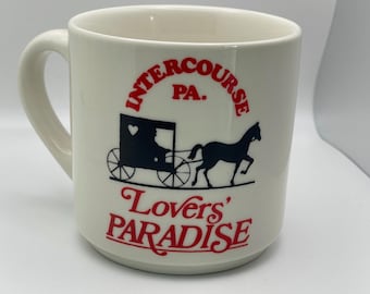 Vintage Intercourse PA Souvenir Mug Lovers Paradise Amish Buggy