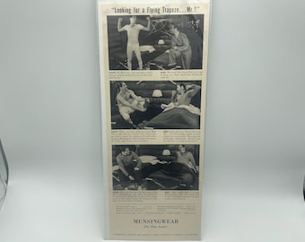 Vintage Munsingwear Print Ad Mens Long Underwear Cabin Scene