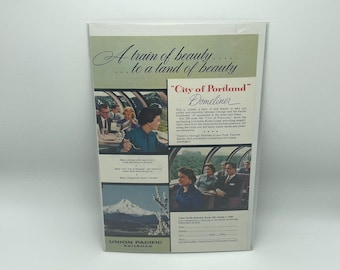 Original 1957 Union Pacific Railroad Ad City of Portland Domeliner