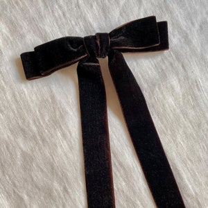 Handmade Velvet Ribbon Hair Bow - Elegant Hair Accessory with Metal French Barrette Clip