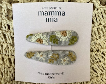 Embroidered hair clips