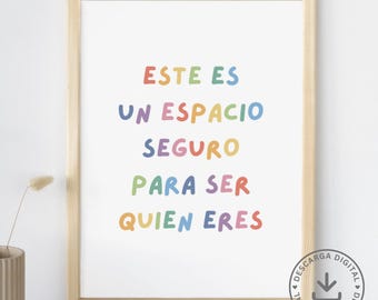 Office quote poster, mental health, therapy office decor, printable motivational quote poster in Spanish colors