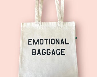 Bolsa de lona gruesa de algodón reciclado con motivos de equipaje emocional