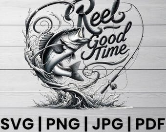 Bass Fishing SVG: Reel Good Time Angler Design (Digital Download)
