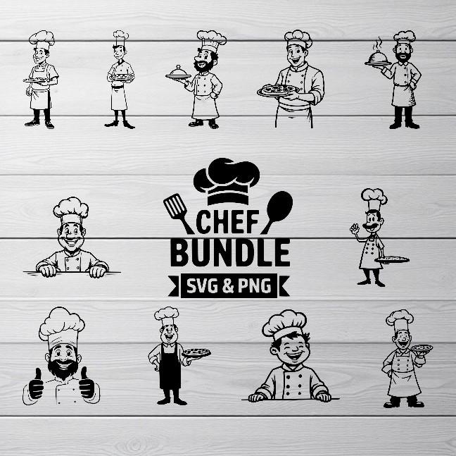 Chef Bundle 24 SVG & PNG - Cute Cooking Designs for Mugs, Shirts and More