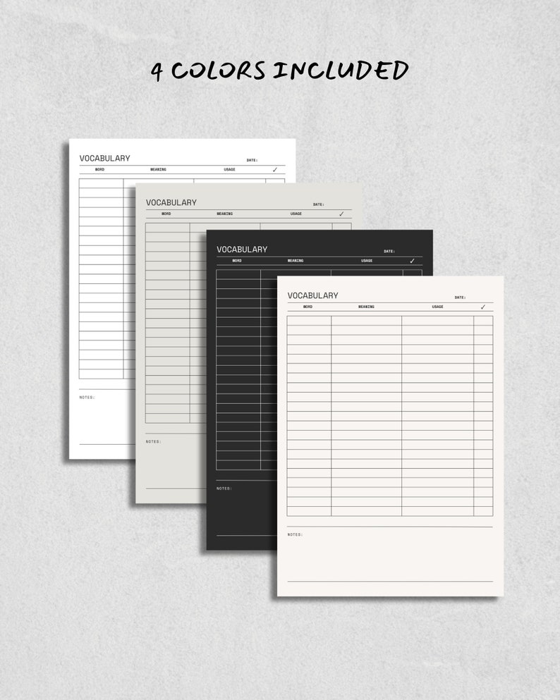 Language Learning | Vocabulary | Worksheet | Modern & Clean | Study ...