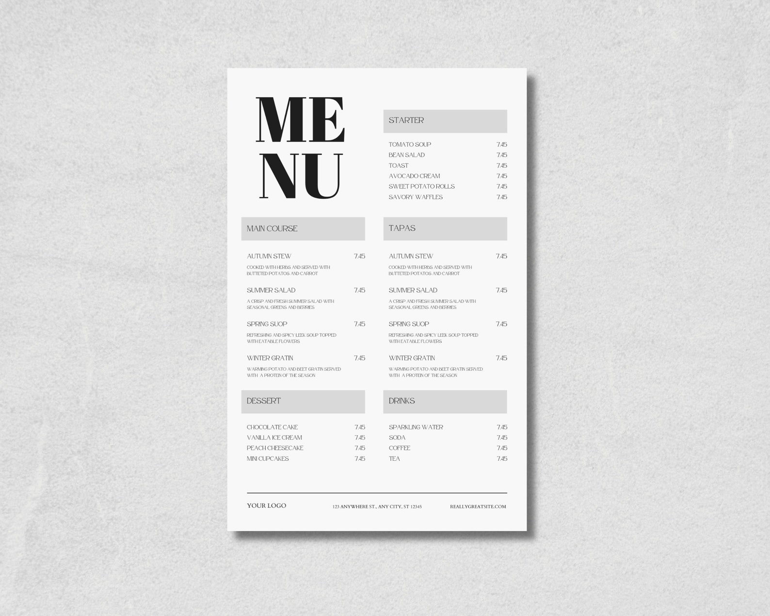 Full Restaurant Menu Example Menu, Menu Template, Restaurant Menu, Bar Menu, Pricing Menu ...