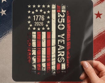 250 Years American Flag DTF Transfer, 1776 2026 Patriotic Print Iron On Ready To Press, Distressed USA Flag Heat Transfer, 2-15 inch