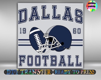 Dallas Football DTF Transfer, Retro Varsity Football Design Iron On Ready To Press, Game Day Outfits Heat Transfer, 2-15 inch