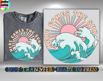 Here Comes The Sun Dtf Transfer, Summer Lover Ready To Press, Sunshine Ocean Beach Heat Transfer, Beach Vacation Family Trip DTF Gang Sheets