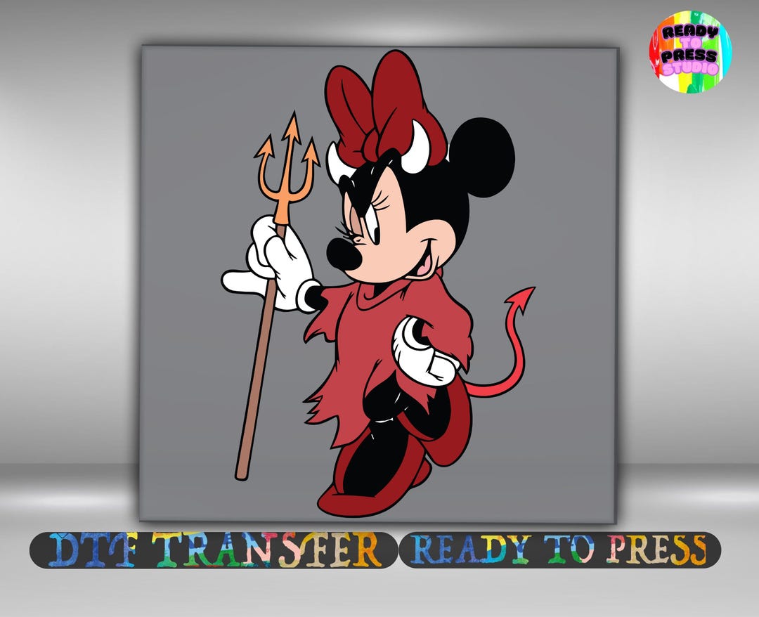 Minnie Devil Devil Minnie DTF Transfer, Halloween Girl Shirt Design Iron on Ready to ...