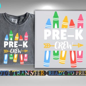 Crayon Coquette Pre-K Crew Dtf Transfer, First Day Of Pre-K  Ready To Press, Heat Transfer, DTF Gang Sheet, Hello Back School Graduation DTF