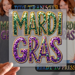 Mardi Gras Dtf Transfer, Ready To Press, Heat Transfer, DTF Gang Sheet, Glitter Mardi Gras Festival DTF, Design Print, Dtf Direct To Film,