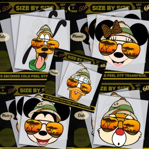 Disney Safari Characters-2 Ready To Press, Mickey And Friends DTF Transfer, Disneyland Family Trip, Heat Transfer,Cold Peel,High Quality