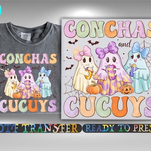 CONCHAS And CUCUYS Halloween Dtf Transfer, Coquette Bow Ghost Ready To Press, Heat Transfer, DTF Gang Sheet, Cute Ghost, Funny Halloween