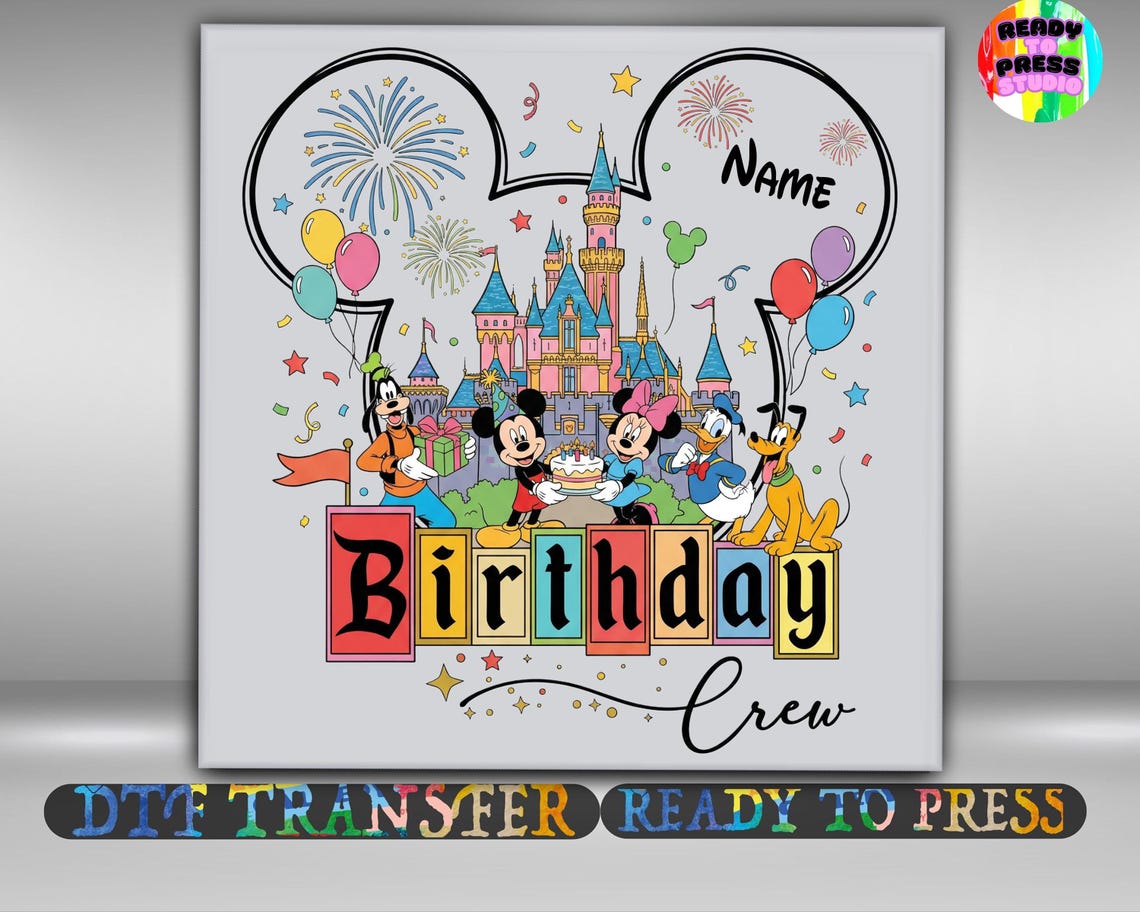 Custom Crew Names Birthday Crew DTF Transfer, Custom Name Birthday Crew Shirt Design Iron ...