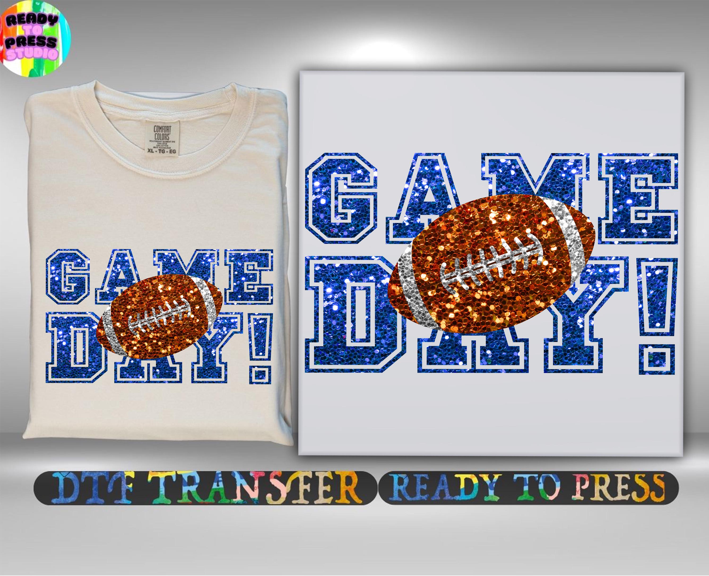 Game Day Football Ball Dtf Transfer, Glitter Football Ready To Press, Heat Transfer, DTF Gang Sheets, Family Sports, Football Game Day DTF