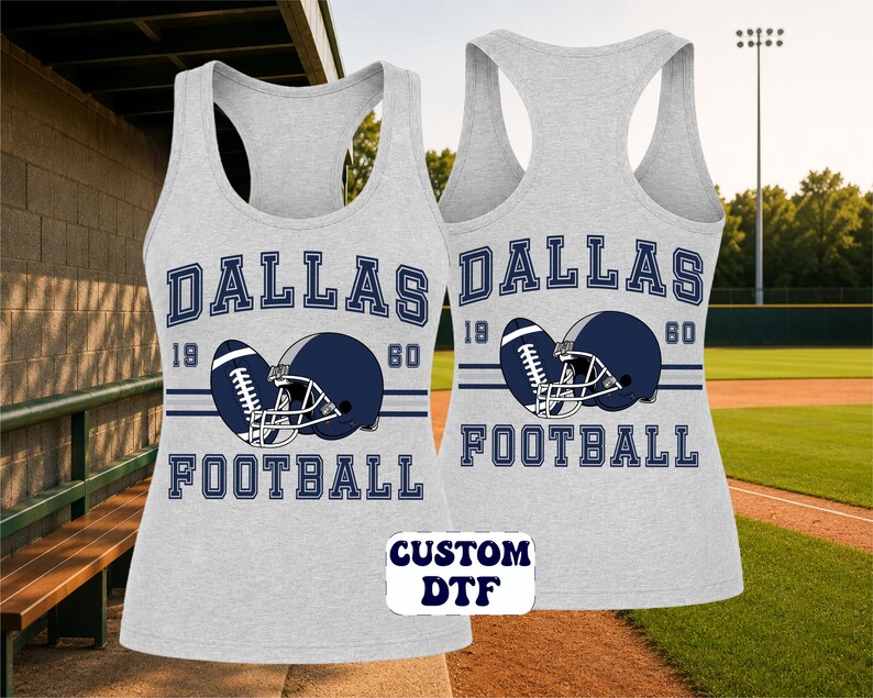 Dallas Football DTF Transfer, Sunday Football Mom Iron On Ready To Press, Vintage Navy Helmet Football Heat Transfer, 2-15 inch image 2