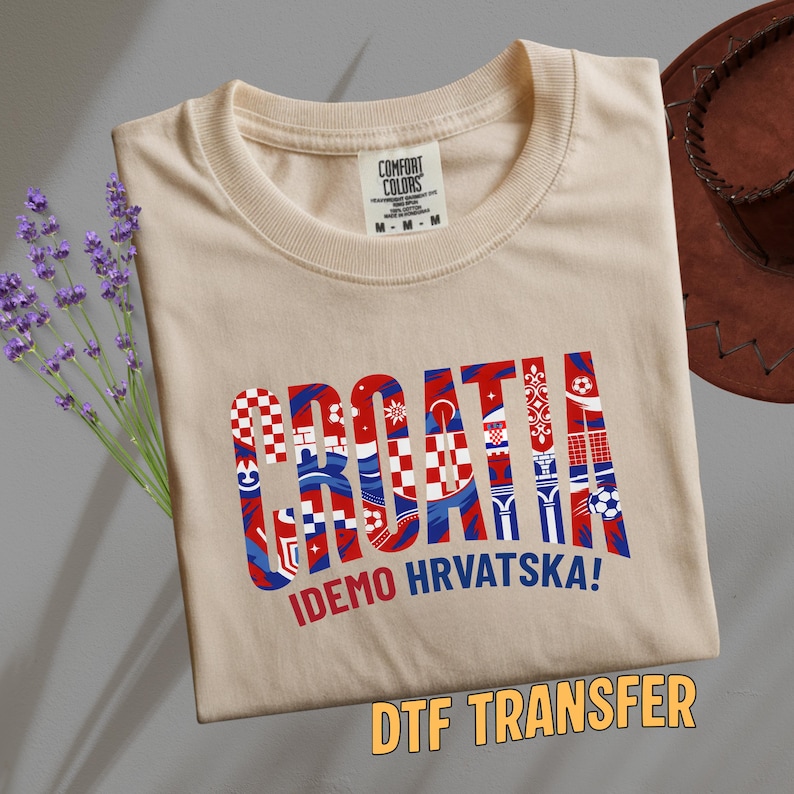 Croatia DTF Transfer, Inspired By The Croatia Flag And Cultural Icons Iron On Ready To Press, Soccer Fan Shirt Heat Transfer, 2-15 inch image 7