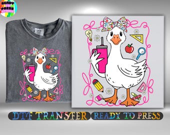 Coquette Silly Goose Teacher Dtf Transfer, Preppy Floral Teacher Ready To Press, Retro Girly Teacher School Heat Transfer, DTF Gang Sheet