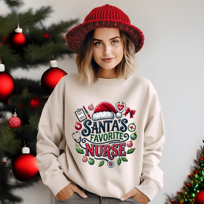 Santa's Favorite Nurse Dtf Transfer, Ready to Press, Heat Transfer