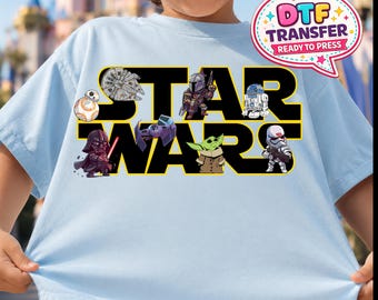 Star Wars Chibi DTF Transfer, Mandalorian and Grogu Iron On Ready To Press, Saga Group Design Heat Transfer, 2-15 inch