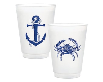 Crab and Anchor Frosted Flex Cups - 20 pieces