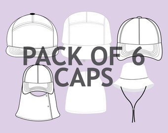 Cap Pack Mockup Fashion Wear Digital Clothing Procreate Mockup Digital Illustrator Mockup PNG File
