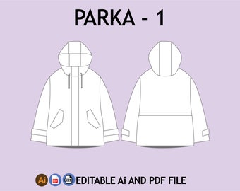 Parka Jacket Streetwear Mockup Fashion Wear Digital Clothing Procreate Mockup Digital Illustrator Mockup PNG File
