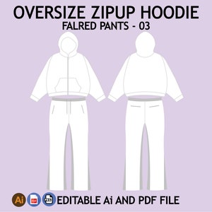 Oversize Streetwear Hoodie mit Schlaghose Mock up Fashion Wear Digitale Kleidung Procreate Mock up Digital Illustrator PNG Mock up Datei