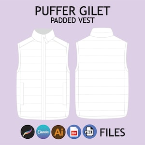 Gewatteerde bodywarmer vest mockup modekleding digitale kleding voortplanten mockup digitale illustrator mockup PNG-bestand