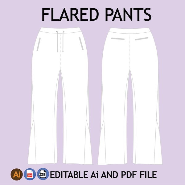 Flared Trouser Pants Mockup Fashion Wear Digital Clothing Procreate Mockup Digital Illustrator Mockup File