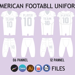 Puede incluir: Uniforme de fútbol americano blanco con un diseño de 6 y 12 paneles. El uniforme incluye una camiseta con el texto "TEAM 10" y "PLAYER 10" y pantalones a juego con el número "10".