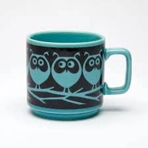 Hornsea Vintage Mug - Retro Reissue Owls Teal Stoneware Mug Gift Boxed