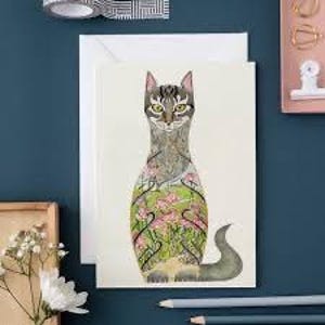 The DM Collection Cat in a Rose Garden Greeting Card 5x7 inch