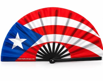 Puerto Rico Flag Large Hand Fan – Boricua Pride Clack Fan