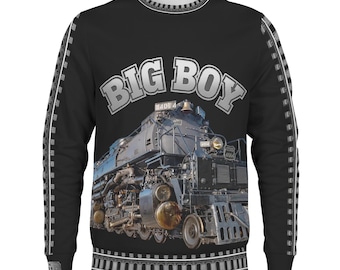 Kids Big Boy 4014 Train Sweatshirt, Steam Locomotive Railroad Sweater, Railway Gift for Boys and Girls