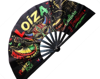 Loiza Clack Fan Puerto Rico | Afro Boricua Fan | Bomba Dance Fan | Cultural Hand Fan | Festival Party Fan | Caribbean Gift Idea