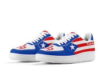 Puerto Rico Flag Low Top Sneakers | Custom All-Over Print Leather Shoes